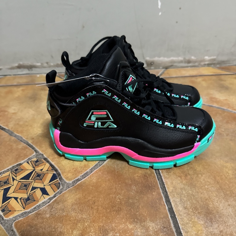 Fila Black and Pink High-Top Sneakers